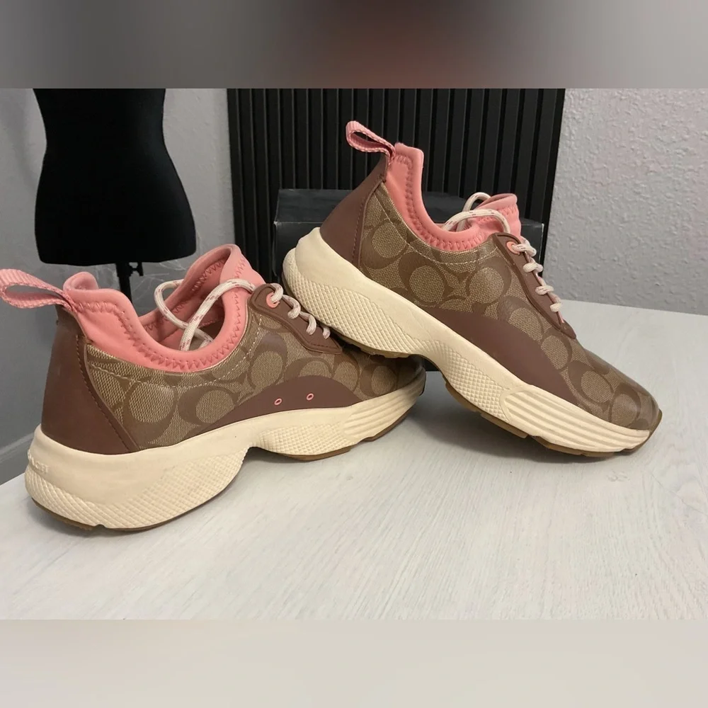 Coach Women's Tan and Pink Sneakers